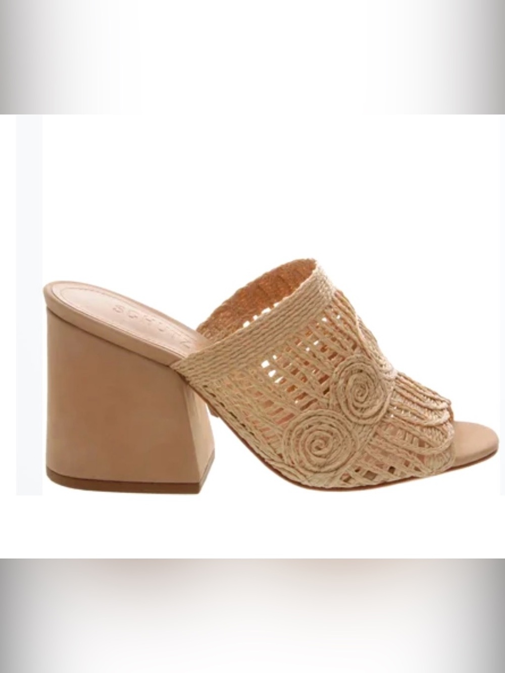 SCHUTZ Beige Woven Block Heel Mule